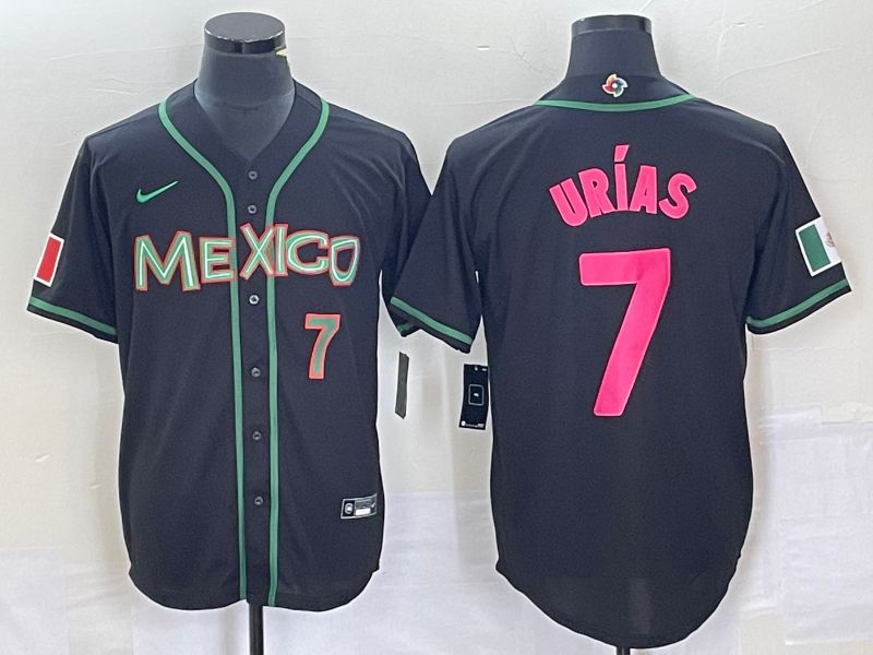 Men 2023 World Cub Mexico #7 Urias Black pink Nike MLB Jersey38